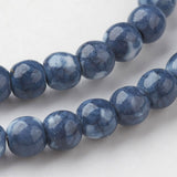 Natural Ocean White Jade Bead Strands, Round, Dyed, Royal Blue, 4mm, Hole: 1mm, about 104pcs/strand, 15.7 inch(400mm)