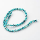 Natural Ocean White Jade Bead Strands, Round, Dyed, Dark Turquoise, 6mm, Hole: 1mm, about 73pcs/strand, 15.9 inch(405mm)