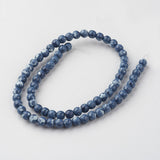 Natural Ocean White Jade Bead Strands, Round, Dyed, Royal Blue, 6mm, Hole: 1mm, about 73pcs/strand, 15.9 inch(405mm)