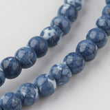 Natural Ocean White Jade Bead Strands, Round, Dyed, Royal Blue, 6mm, Hole: 1mm, about 73pcs/strand, 15.9 inch(405mm)