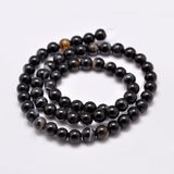 Natural Black Agate Bead Strands, Dyed & Heated, Round, Grade A, Black, 6mm, Hole: 1mm, about 63pcs/strand, 14.7 inch(375mm), 3Strands/Set