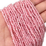 Natural Pink Opal Beads Strands, Faceted, Round, 2x1.5~2mm, Hole: 0.6mm, about 192pcs/strand, 15.08''(38.3cm), 10Strand/Set