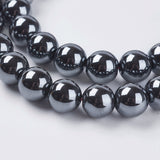 Non-Magnetic Synthetic Hematite Beads Strands, AA Grade Round Beads, Black, Size: about 8mm in diameter, hole: 1mm, about 53pcs/strand, 10Strand/Set