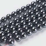 Non-Magnetic Synthetic Hematite Beads Strands, AA Grade Round Beads, Black, Size: about 8mm in diameter, hole: 1mm, about 53pcs/strand, 10Strand/Set