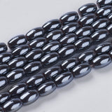 Non-Magnetic Synthetic Hematite Beads, Oval, Black, 5x3mm, Hole: 0.8mm, about 82pcs/strand, 10Strand/Set