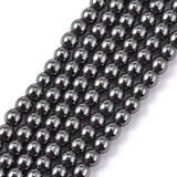 Non-Magnetic Synthetic Hematite Beads Strands, Round, 4mm, Hole: 1mm, about 102pcs/strand, 10Strand/Set