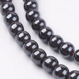 Non-Magnetic Synthetic Hematite Beads Strands, Round, 6mm, Hole: 1.5mm, about 68~72pcs/strand, 10Strands/Set