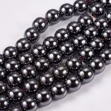 Non-Magnetic Synthetic Hematite Beads Strands, Round, 8mm, Hole: 1.5mm, about 53pcs/strand, 10Strand/Set