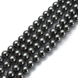 Non-Magnetic Synthetic Hematite Beads Strands, Round, 8mm, Hole: 1mm, about 50pcs/strand, 10Strand/Set