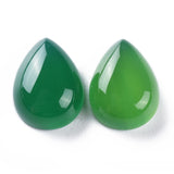 Natural Green Onyx Agate Cabochons, Teardrop, Dyed & Heated, 16x12x6mm, 10pcs/Set