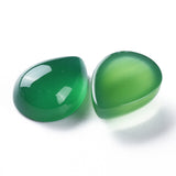 Natural Green Onyx Agate Cabochons, Teardrop, Dyed & Heated, 16x12x6mm, 10pcs/Set