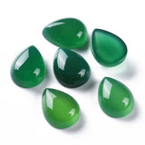 Natural Green Onyx Agate Cabochons, Teardrop, Dyed & Heated, 16x12x6mm, 10pcs/Set