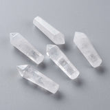 Natural Quartz Crystal Pointed Beads, Rock Crystal, Healing Stones, Reiki Energy Balancing Meditation Therapy Wand, No Hole/Undrilled, Hexagonal Prisms, 35.5~36.5x11.2mm, 5pcs/Set