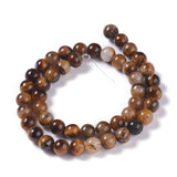 Natural Yellow Tiger Eye Beads Strands, Grade B, Round, 8mm, Hole: 1mm, about 45~47pcs/strand, 14.37 inch~14.76(36.5~37.5cm), 5Strand/Set