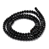 Natural Black Tourmaline Beads Strands, Faceted, Round, 3mm, Hole: 0.7mm, 15.35''(39cm), 5Strand/Set