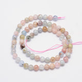 Natural Morganite Round Bead Strands, 6mm, Hole: 1mm, about 66pcs/strand, 15.5 inch, 3Strand/Set