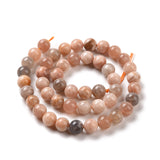 Round Natural Sunstone Beads Strands, 10mm, Hole: 1mm, about 38pcs/strand, 15.4 inch, 2Strand/Set