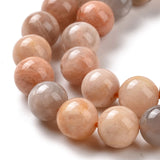 Round Natural Sunstone Beads Strands, 10mm, Hole: 1mm, about 38pcs/strand, 15.4 inch, 2Strand/Set