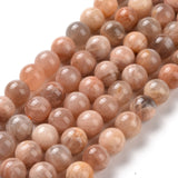 Round Natural Sunstone Beads Strands, 10mm, Hole: 1mm, about 38pcs/strand, 15.4 inch, 2Strand/Set