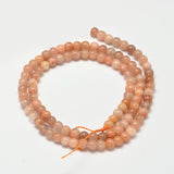 Round Natural Sunstone Beads Strands, 4mm, Hole: 0.6mm, about 88pcs/strand, 15.4 inch, 2Strand/Set