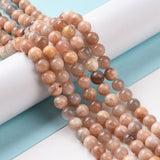 Round Natural Sunstone Beads Strands, 6mm, Hole: 1mm, about 62pcs/strand, 15.4 inch, 2Strand/Set