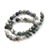 Natural Tree Agate Beads Strands, Round, 8mm, Hole: 1.2mm, about 45~48pcs/strand, 15 inch(39cm), 5Strand/Set