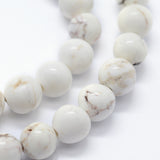 Natural Magnesite Beads Strands, Round, 8mm, Hole: 0.8mm, about 47pcs/strand,  14.96 inch(38cm), 5Strand/Set