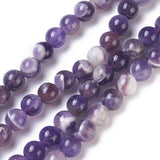 Natural Chevron Amethyst Beads Strands, Round, 8mm, Hole: 1.2mm, about 47~50pcs/strand, 15 inch(38~39cm), 3Strand/Set