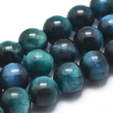 Natural Tiger Eye Bead Strands, Dyed & Heated, Round, 8mm, Hole: 1mm, about 15.55 inch long, 49pcs/strand, 3Strand/Set