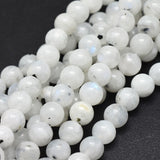 Natural Rainbow Moonstone Beads Strands, Round, 6mm, Hole: 0.8mm, about 62pcs/strand, 15.6 inch(39.8cm), 2Strand/Set