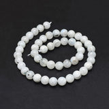 Natural Rainbow Moonstone Beads Strands, Round, 8mm, Hole: 1mm, about 48pcs/strand, 15.5 inch(39.5cm), 2Strand/Set