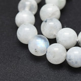 Natural Rainbow Moonstone Beads Strands, Round, 8mm, Hole: 1mm, about 48pcs/strand, 15.5 inch(39.5cm), 2Strand/Set