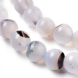 Natural Dendritic Agate Beads Strands, Dyed, Round, WhiteSmoke, 8mm, Hole: 1.4mm, about 50pcs/strand, 15.75 inch(40cm)