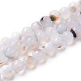 Natural Dendritic Agate Beads Strands, Dyed, Round, WhiteSmoke, 8mm, Hole: 1.4mm, about 50pcs/strand, 15.75 inch(40cm)