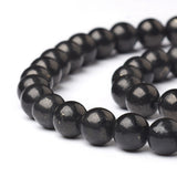 Natural Shungite Beads Strands, Round, 4mm, Hole: 0.8mm, about 98pcs/Strand, 15.55 inch(39.5cm)