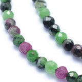 Natural Ruby in Zoisite Beads Strands, Faceted, Round, 3mm, Hole: 0.6mm, about 129pcs/strand, 15.16 inch(38.5cm), 2Strand/Set