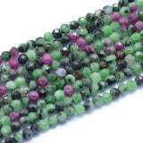 Natural Ruby in Zoisite Beads Strands, Faceted, Round, 3mm, Hole: 0.6mm, about 129pcs/strand, 15.16 inch(38.5cm), 2Strand/Set