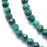 Natural Malachite Beads Strands, Faceted, Round, 3mm, Hole: 0.6mm, about 126pcs/strand, 14.96 inch(38cm), 2Strand/Set