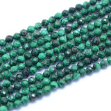 Natural Malachite Beads Strands, Faceted, Round, 3mm, Hole: 0.6mm, about 126pcs/strand, 14.96 inch(38cm), 2Strand/Set