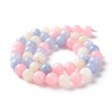 Natural White Jade Imitation Morganite Beads Strands, Round, Dyed, 8mm, Hole: 1mm, about 48pcs/strand, 15.16 inch(38.5cm), 5Strand/Set