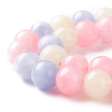 Natural White Jade Imitation Morganite Beads Strands, Round, Dyed, 8mm, Hole: 1mm, about 48pcs/strand, 15.16 inch(38.5cm), 5Strand/Set