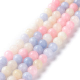 Natural White Jade Imitation Morganite Beads Strands, Round, Dyed, 8mm, Hole: 1mm, about 48pcs/strand, 15.16 inch(38.5cm), 5Strand/Set