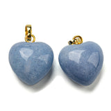 Natural Aquamarine Pendants, with Golden Tone Brass Findings, Heart Charm, 18x15~15.5x6~8mm, Hole: 6x3mm, 10pc/Set