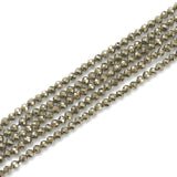 Natural Pyrite Beads Strands, Grade AB, Faceted, Round, Dark Khaki, 2mm, Hole: 0.5mm, 5Strand/Set