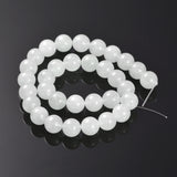 Natural White Jade Bead Strands, Round, White, 12mm, Hole: 1.5mm, about 32pcs/strand, 15.3 inch