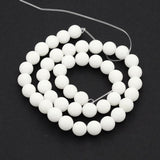 Natural White Jade Round Bead Strands, Grade A, White, 8mm, Hole: 1mm, about 48pcs/strand, 14.9 inch