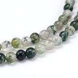 Natural Moss Agate Round Bead Strands, 4mm, Hole: 1mm, about 100pcs/strand, 16 inch, 5Strand/Set