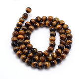 Natural Tiger Eye Beads Strands, Grade A, Round, 4mm, Hole: 1mm, about 90pcs/strand, 15.3 inch, 5Strand/Set