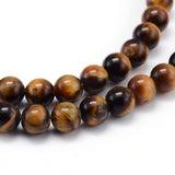 Natural Tiger Eye Beads Strands, Grade A, Round, 4mm, Hole: 1mm, about 90pcs/strand, 15.3 inch, 5Strand/Set