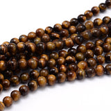 Natural Tiger Eye Beads Strands, Grade A, Round, 4mm, Hole: 1mm, about 90pcs/strand, 15.3 inch, 5Strand/Set